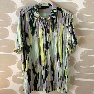 Abstract short sleeve button up shirt